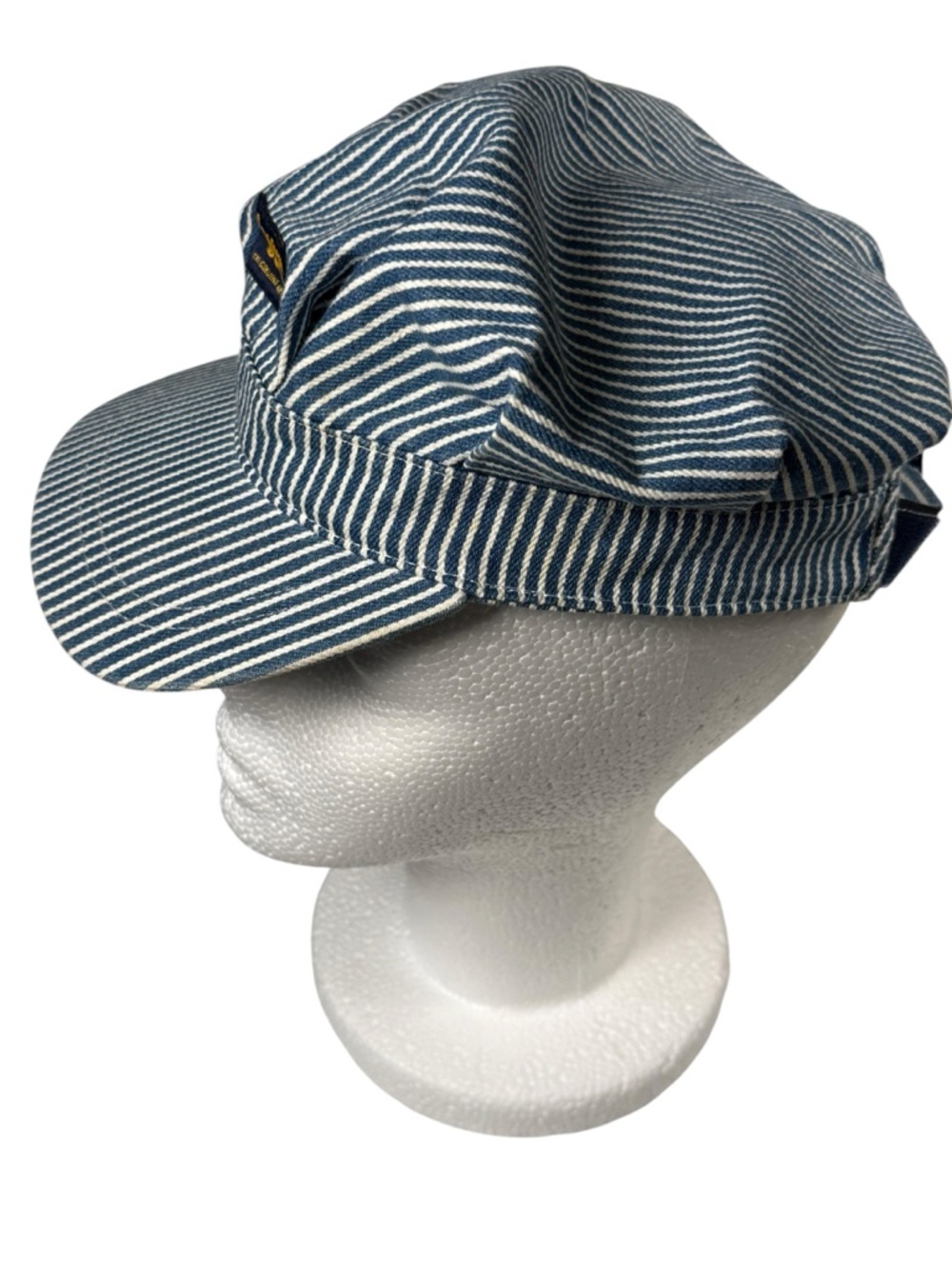 OshKosh B'Gosh Train Conductor Blue White Hickory Stripe Overalls 18M Hat 2T-4T - Picture 11 of 11
